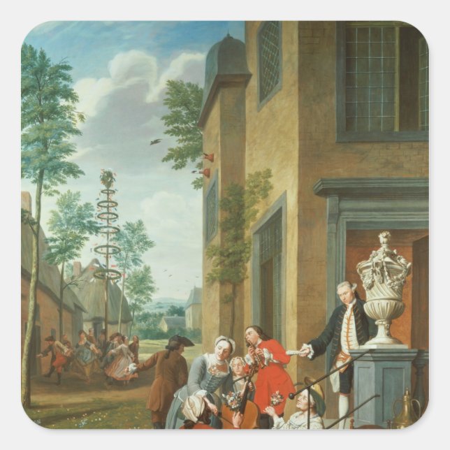 Villagers Merrymaking Square Sticker (Front)