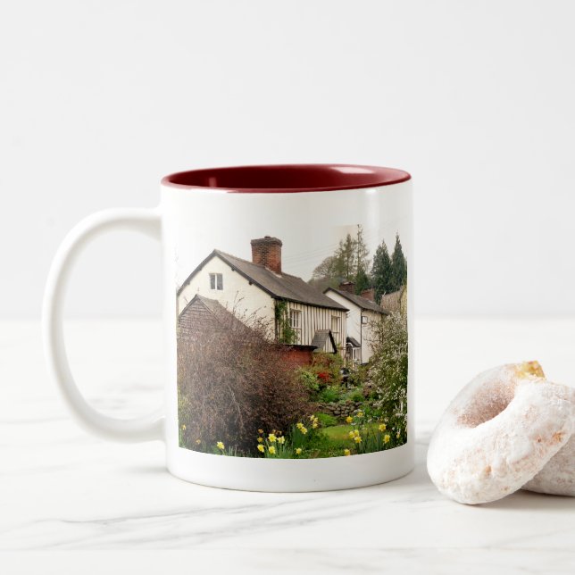 VILLAGES OF WALES Two-Tone COFFEE MUG (With Donut)