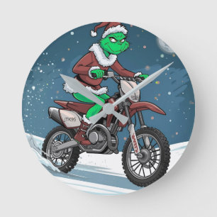 Villain Store – Grinch Gone Wild Dirt Bike Christm Round Clock