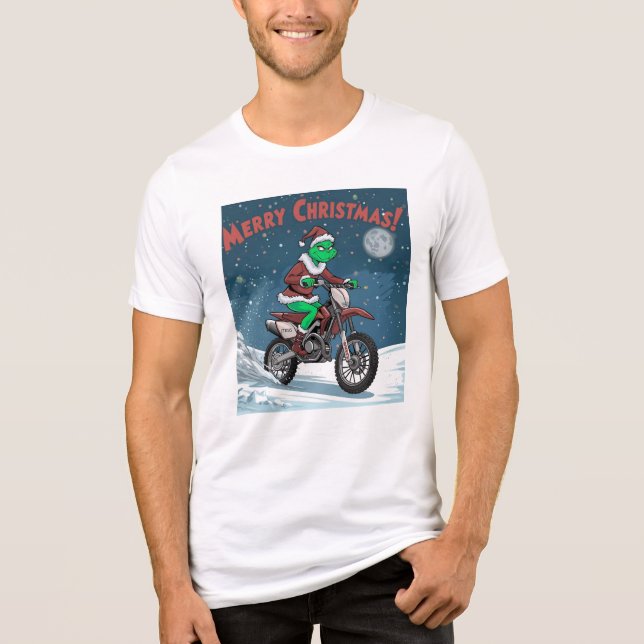 Villain Store – Grinch Gone Wild Dirt Bike Christm Tri-Blend Shirt (Front)