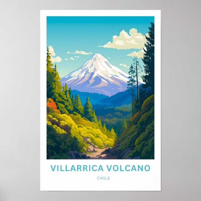 Villarica Volcano Chile Travel Print (Front)