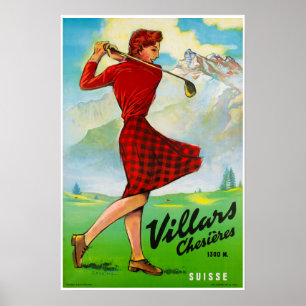Villars,Swiss Alps, Ski Poster