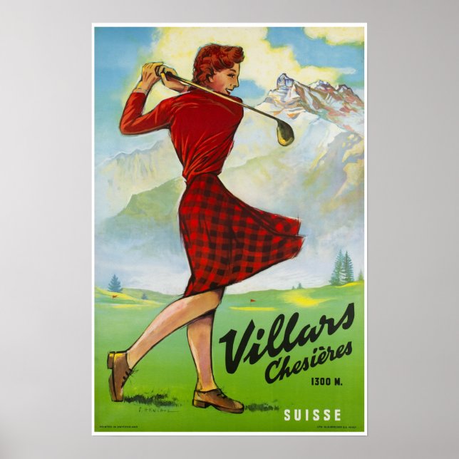 Villars,Swiss Alps, Ski Poster (Front)