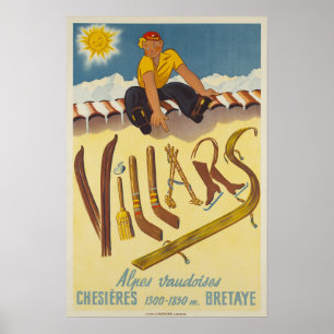 Villars,Swiss Alps, Ski Poster