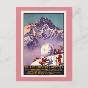 Villars, Switzerland, Vintage Travel Poster Postcard