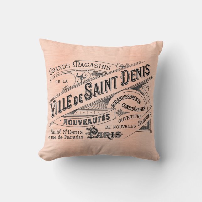 Ville de Saint Denis French Antique Art Pillow (Front)