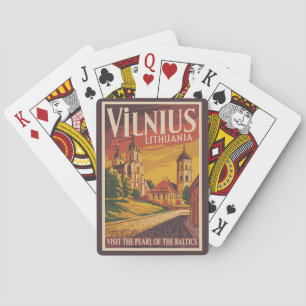 Vilnius Lithuania Illustration Travel Art Vintage Playing Cards