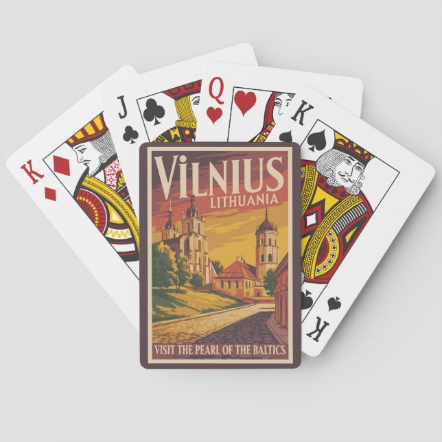 Vilnius Lithuania Illustration Travel Art Vintage Playing Cards (Back)
