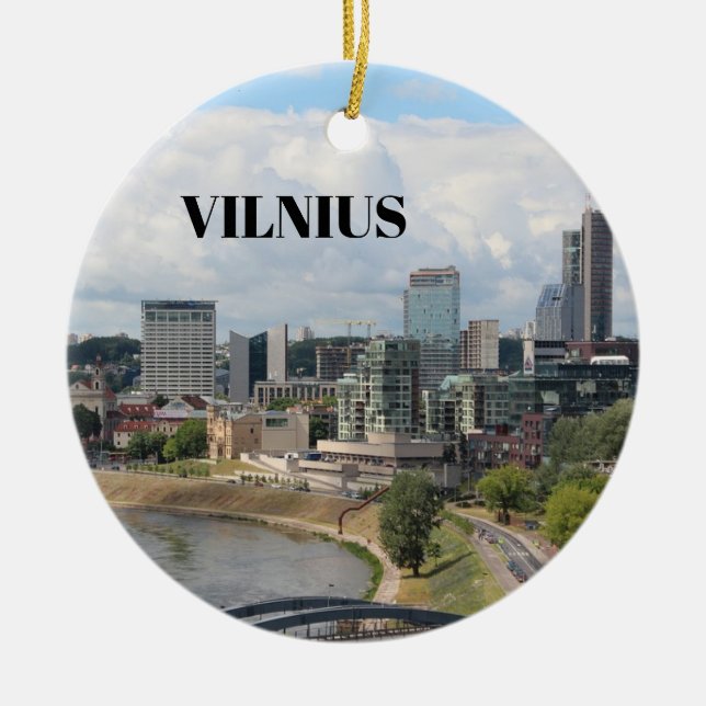 Vilnius Lithuania Panoramic Christmas Ornament (Front)