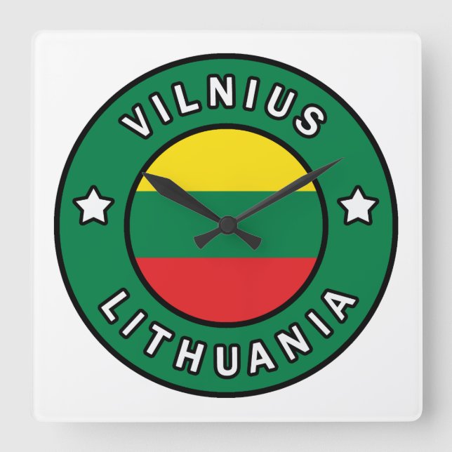 Vilnius Lithuania Square Wall Clock (Front)