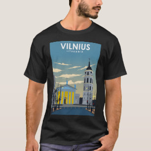 Vilnius Lithuania Vintage Retro Minimal Travel Pos T-Shirt