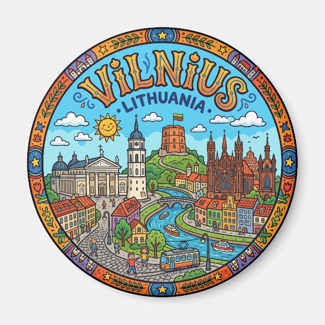 Vilnius Old Town Lithuania Magnet (Front)