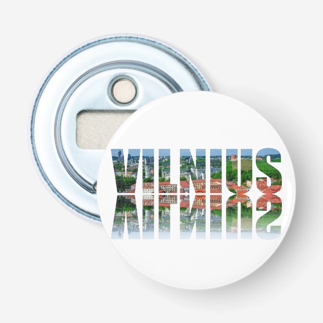Vilnius text with reflection bottle opener (Front)