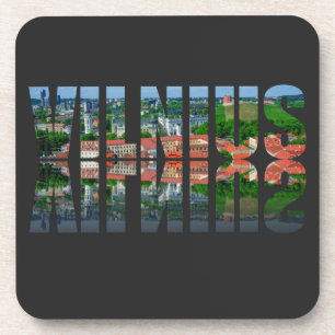 Vilnius text with reflection coaster