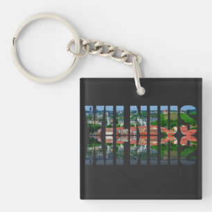Vilnius text with reflection key ring