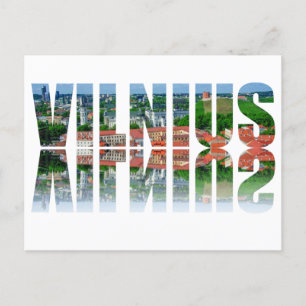 Vilnius text with reflection postcard