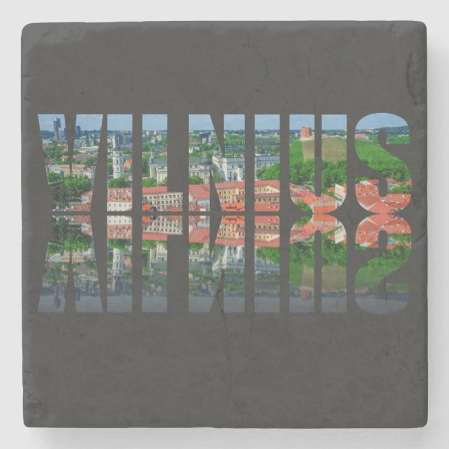 Vilnius text with reflection stone coaster (Front)