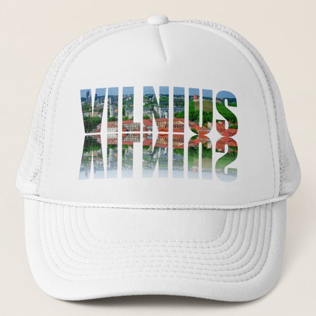 Vilnius text with reflection trucker hat (Front)