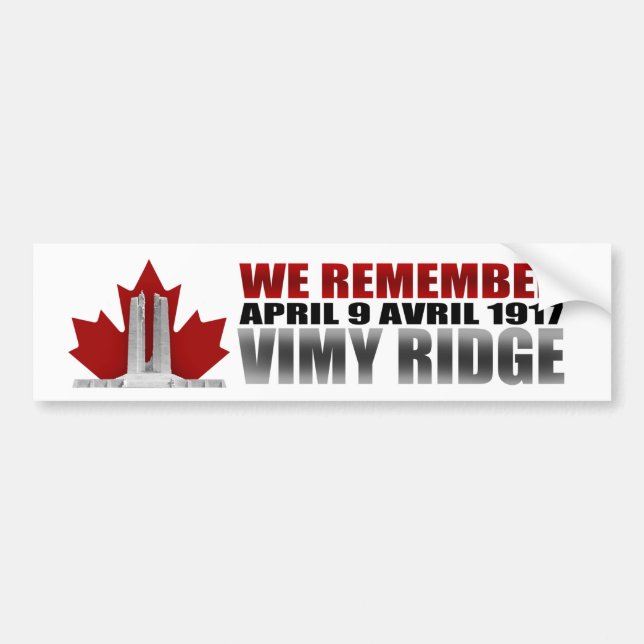 Vimy Ridge We Remember Bumper Sticker (Front)