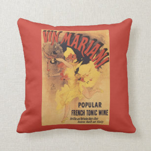Vin Mariani Dancing Girl Pouring Wine Cushion