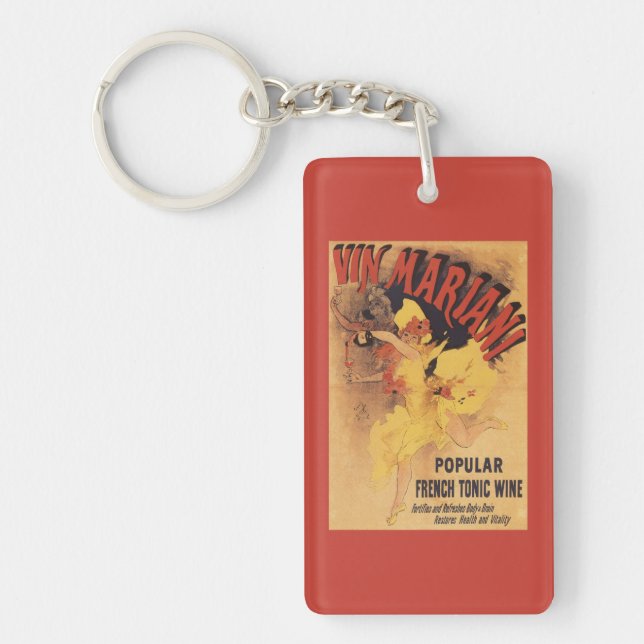 Vin Mariani Dancing Girl Pouring Wine Key Ring (Front)