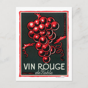 Vin Rouge De Table Wine LabelEurope Postcard