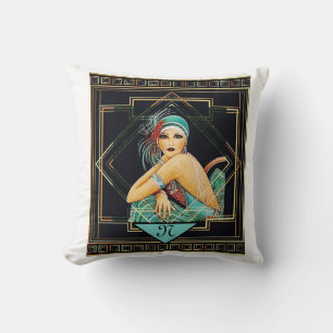 Vinage Art Deco 1920s style flapper Cushion