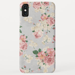 Vinage Floral Pattern Grey Texture iPhone XS Max Case