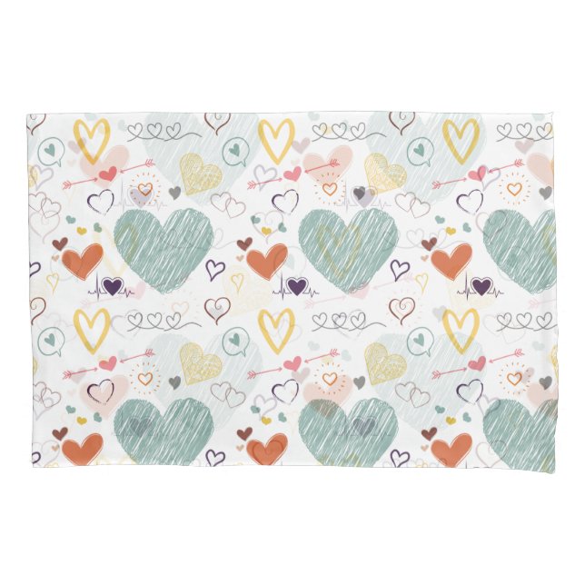 vinatage colours heart pattern pillowcase (Front)