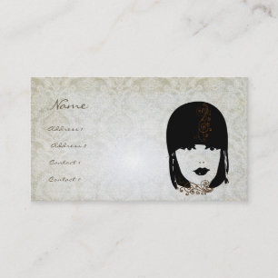 Vinatage Girl Damask Rose Boutique Fashion Business Card