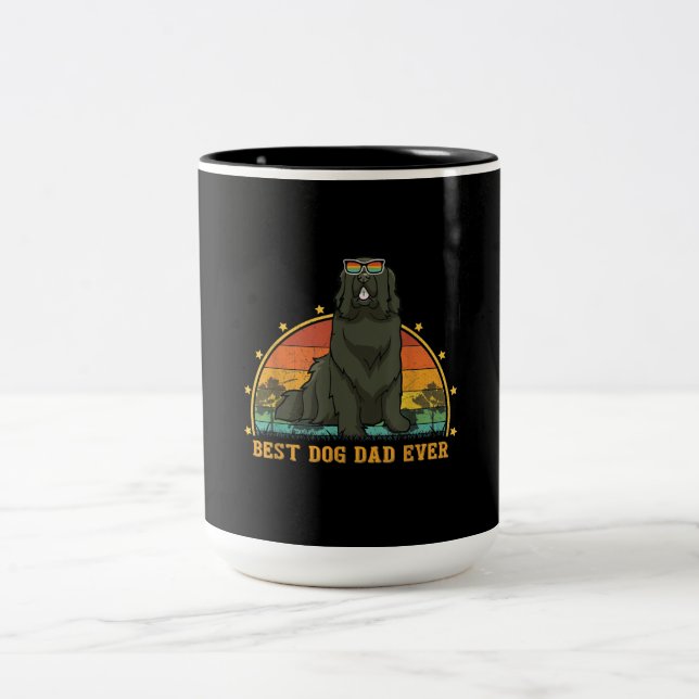 Vinatge Best Newfoundland Dog Dad Ever Dog Lover Two-Tone Coffee Mug (Center)