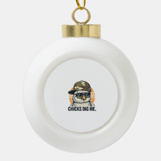 Vinatge Chicks Dig Me Easter Camo Toddler Boys Fun Ceramic Ball Christmas Ornament