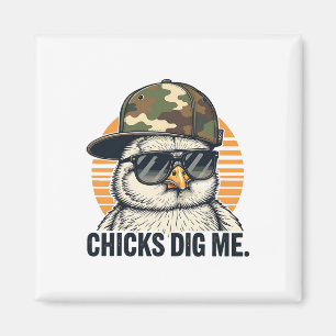 Vinatge Chicks Dig Me Easter Camo Toddler Boys Fun Magnet