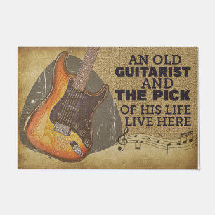Vinatge Guitar Player Gift, Housewarming Gift Doormat
