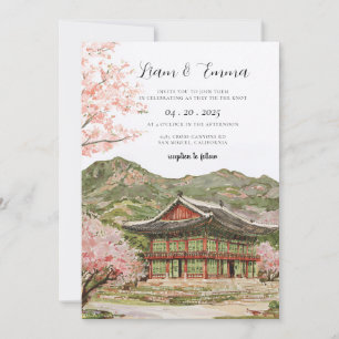 Vinatge Japanese Cherry Blossom Wedding Invitation
