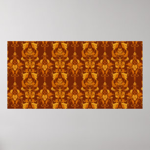Vinatge ornate damask seamless pattern poster