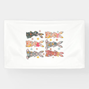 Vinatge Retro Bunny Floral Flower Rabbit Easter Da Banner