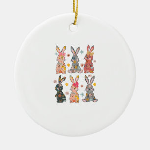 Vinatge Retro Bunny Floral Flower Rabbit Easter Da Ceramic Ornament