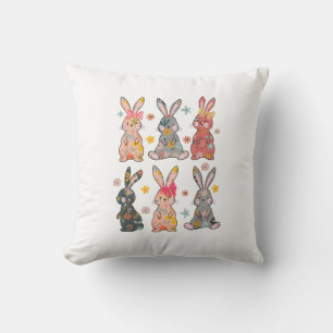 Vinatge Retro Bunny Floral Flower Rabbit Easter Da Cushion