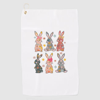 Vinatge Retro Bunny Floral Flower Rabbit Easter Da Golf Towel
