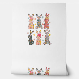 Vinatge Retro Bunny Floral Flower Rabbit Easter Da Wallpaper