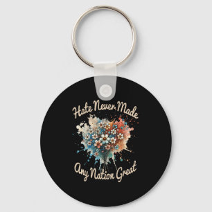 Vinatge Retro Hate Never Made Any Nation Great Flo Key Ring