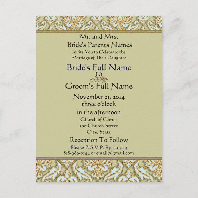 VinatgeTiffany on Grey Wedding Invitation Postcard (Front)