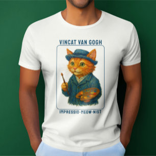 Vincat Van Gogh Impressio-meow-nist Funny T-Shirt