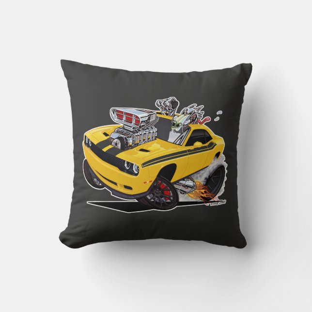 Vince Crain High Octane Art Hell cat Banana YELLOW Cushion (Front)