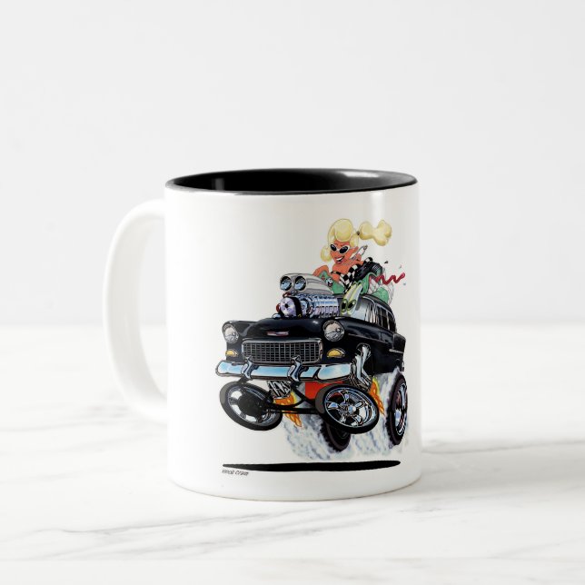 Vince Crains High Octane Art, 1955 Chevy gasser Two-Tone Coffee Mug (Front Left)
