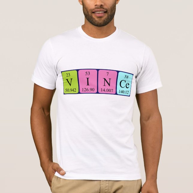 Vince periodic table name shirt (Front)