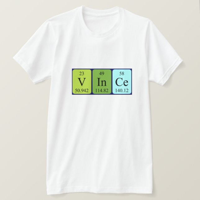Vince periodic table name shirt (Design Front)