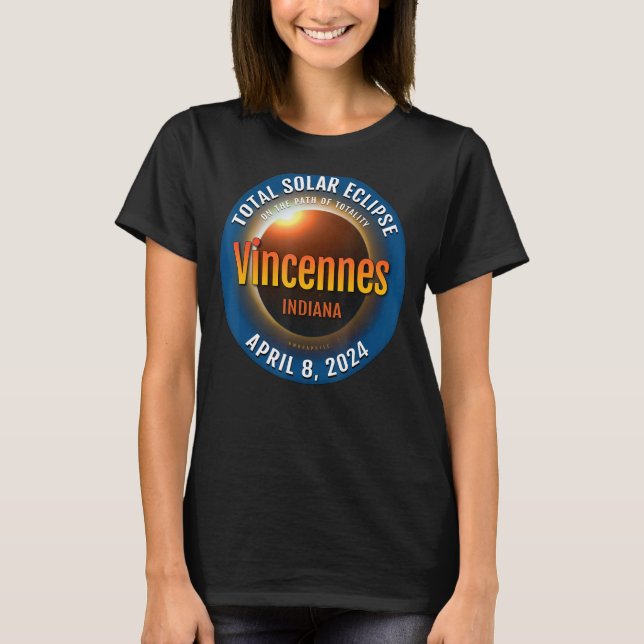 Vincennes Indiana IN Total Solar Eclipse 2024 3 T-Shirt (Front)