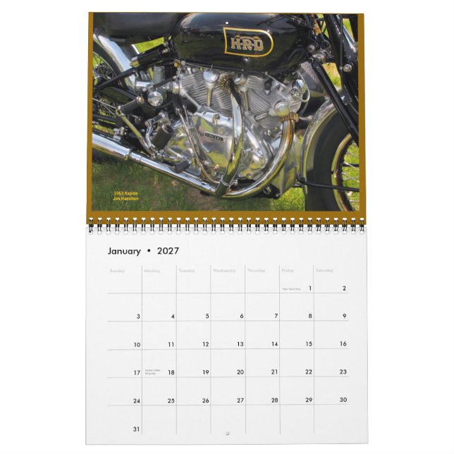 Vincent Motorcycle Engines 2015 Calendar (Jan 2027)
